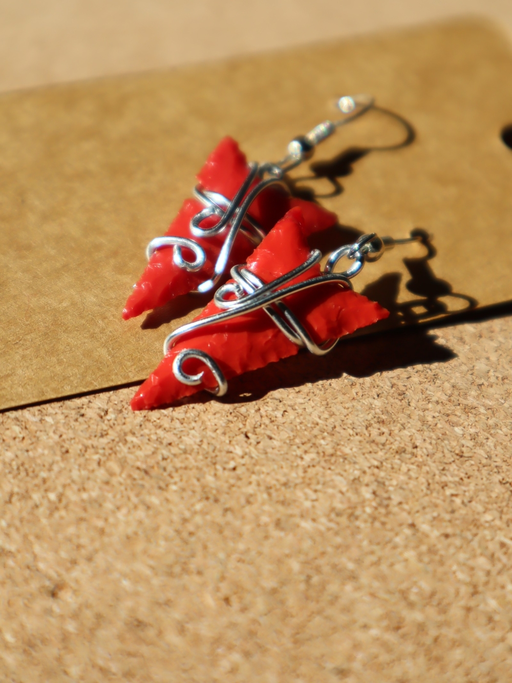 Handmade-Wrapped Arrow head Earrings
